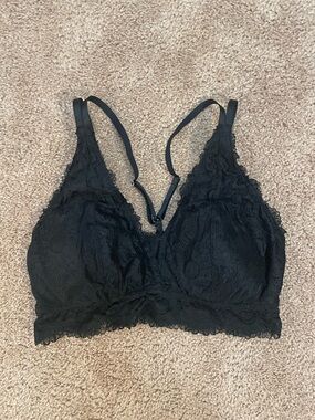 aerie Black Floral Lace Bralette